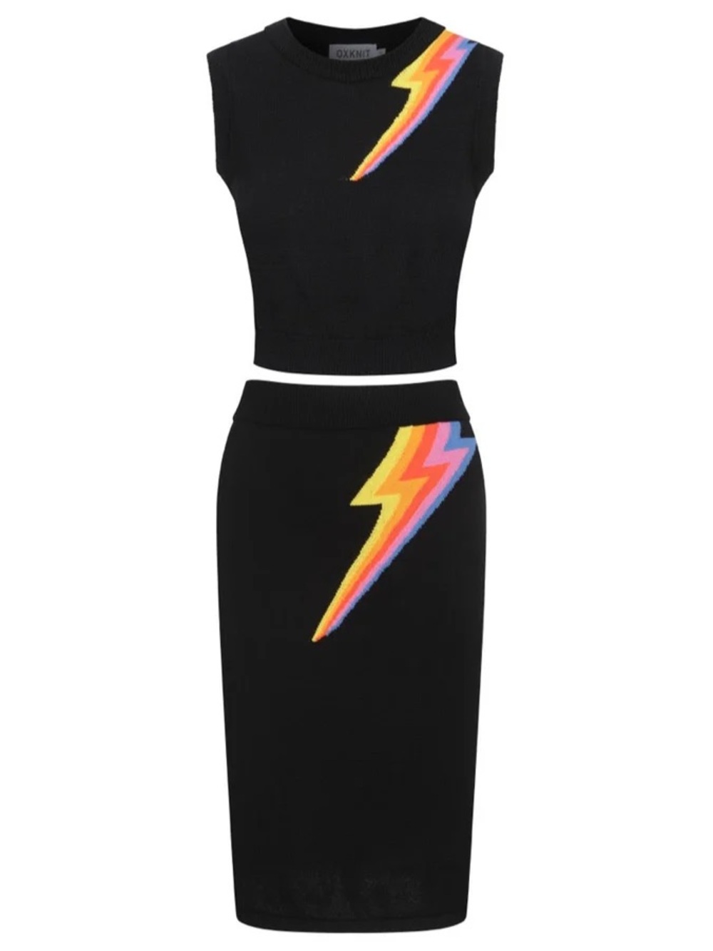 Black Pencil Skirt with Lightning Bolt Accent
